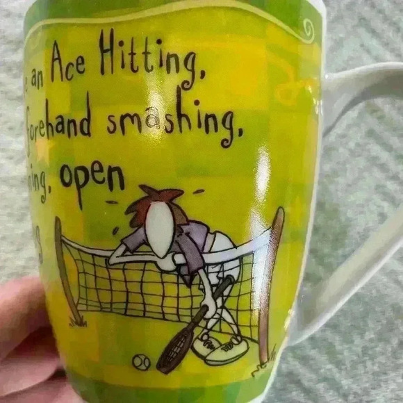 History And Heraldry "Ace Tennis fanatic" Mug/Cup Fine Porcelain 4" Green - Picture 2 of 7